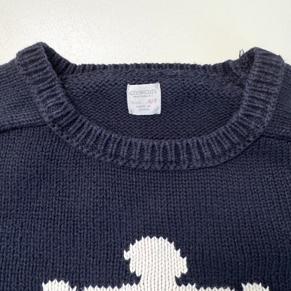 Crewcuts Sweater Kids Navy White Nautical Anchor Intarsia Knit Cotton Small 6/7 - Picture 2 of 3